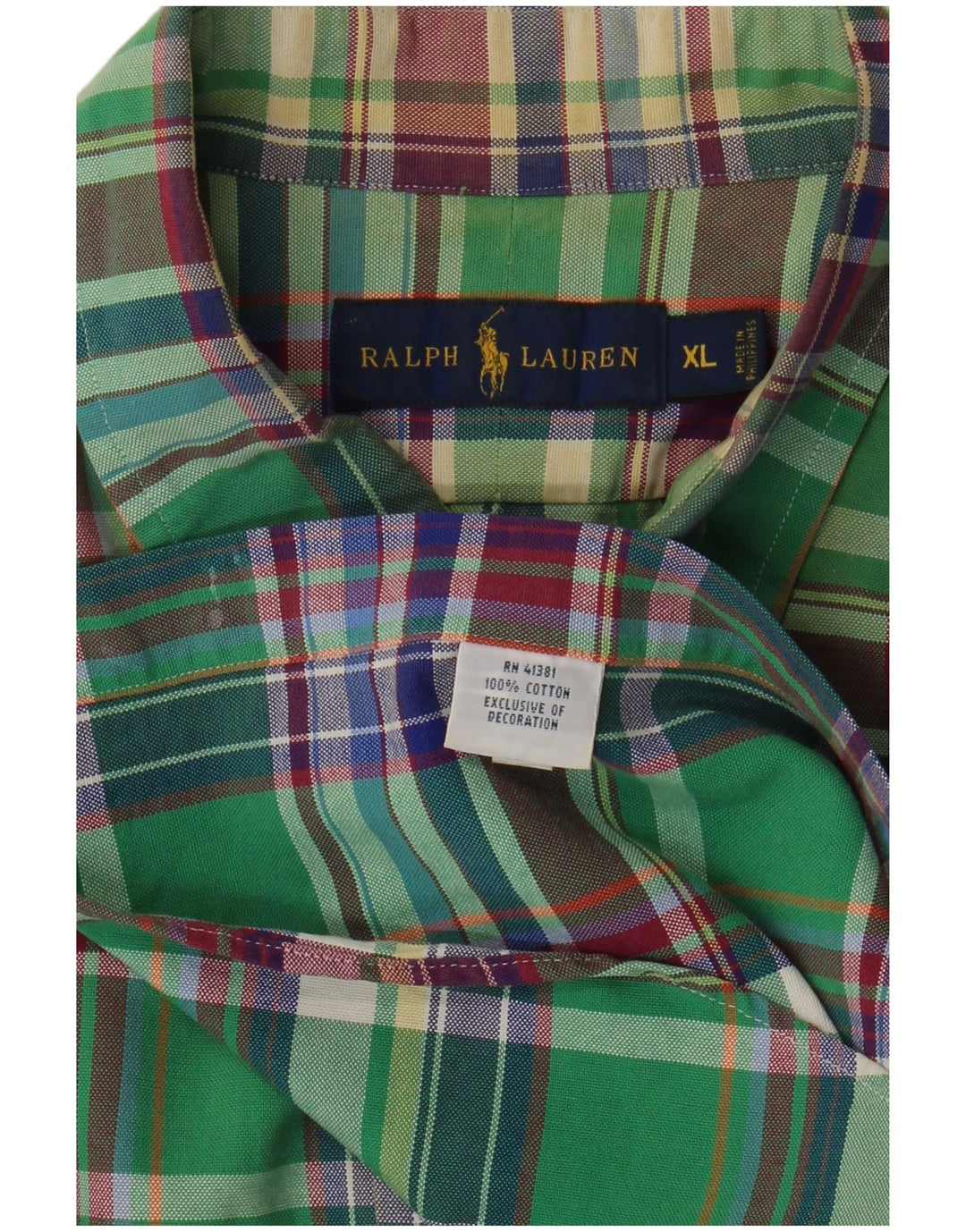 RALPH LAUREN Herrenhemd XL grün kariert Baumwolle