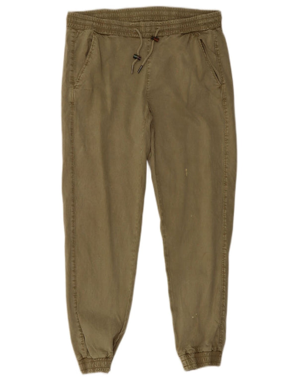 Zara Damen Jogginghose, Größe S, W26, L26, Khaki, Lyocell