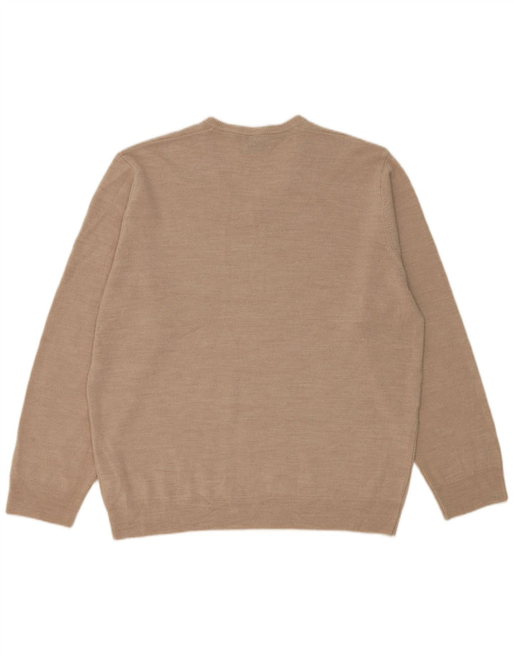 Marks & Spencer Herren-Pullover, reguläre Passform, V-Ausschnitt, 2XL, Beige, Acryl