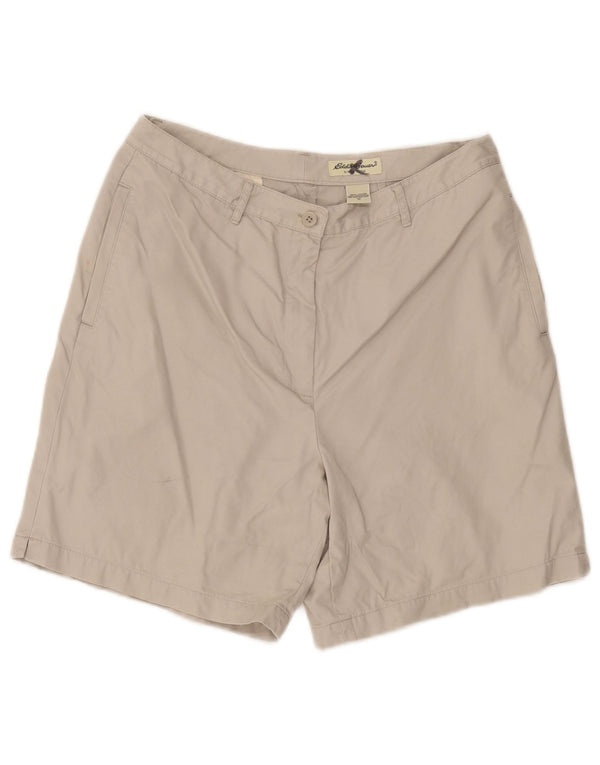 Eddie Bauer Damen-Chinoshorts mit hoher Taille, US 12, Größe L, W32, beige Baumwolle