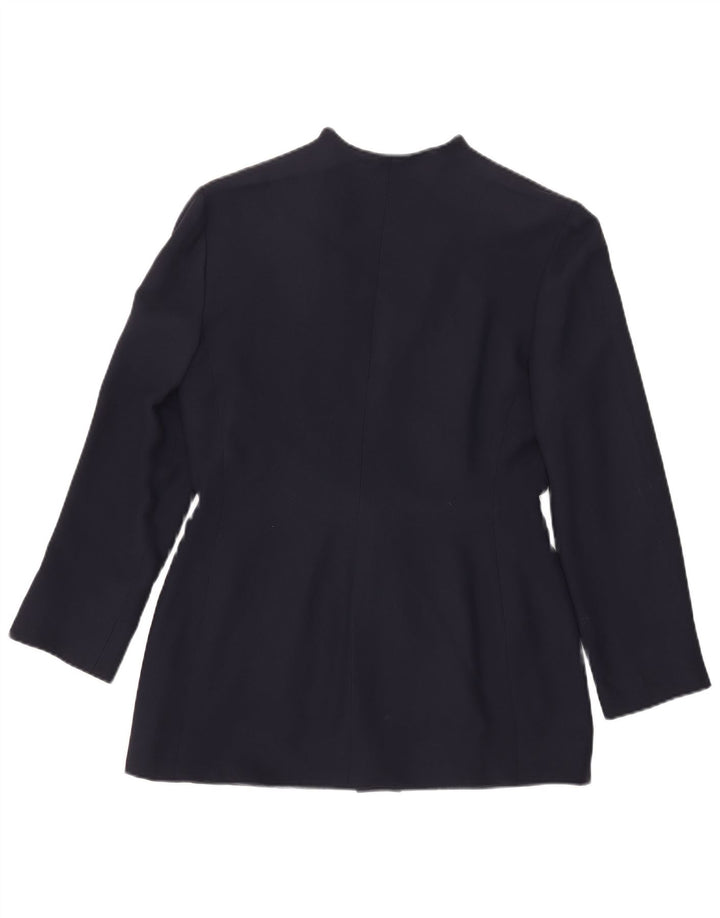 Vintage Damen 3-Knopf-Blazerjacke IT 46 Großes marineblaues Acetat