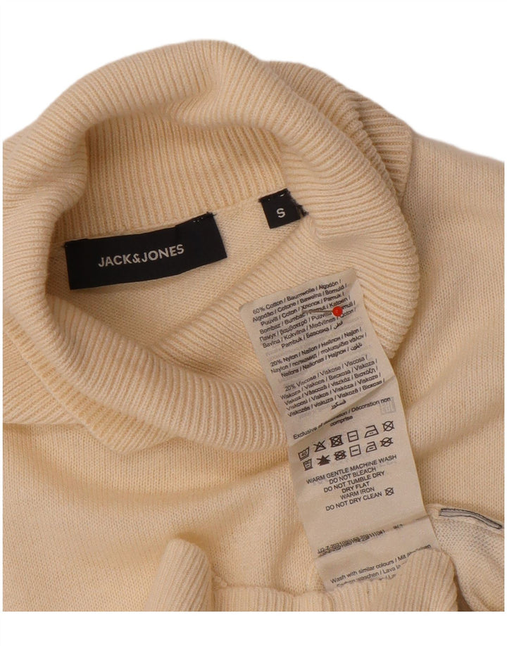Jack & Jones Herren-Pullover mit Rollkragen, Größe S, cremefarbene Baumwolle