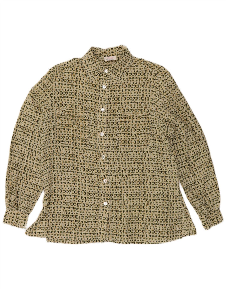 CHERIE Womens Shirt UK 16 Large Green Geometric