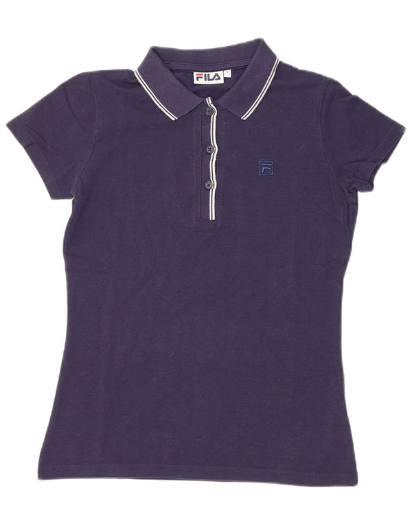 Fila Damen Poloshirt UK 10 Small Marineblau Baumwolle