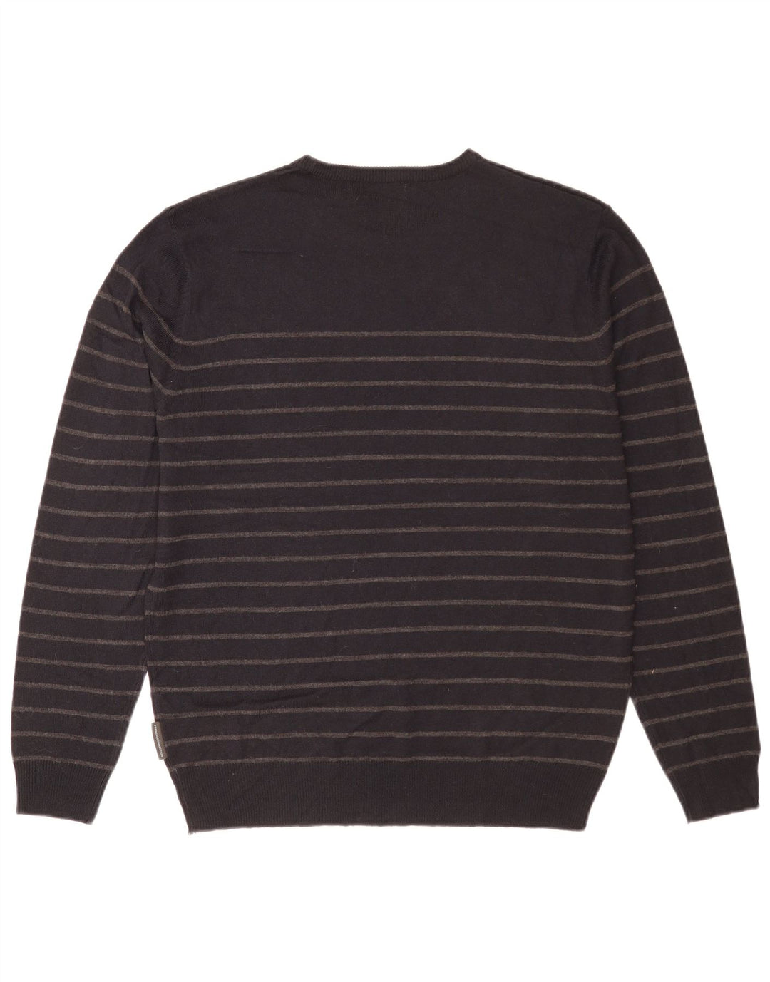 French Connection Herren-Pullover mit Rundhalsausschnitt, groß, schwarz gestreift, Acryl
