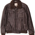 Geox Herren Bomber-Lederjacke UK 38 Mittelbraun