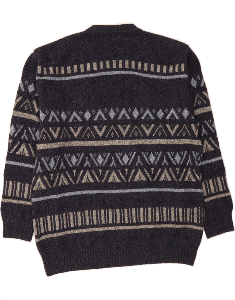 BURLINGTON Mens Crew Neck Jumper Sweater IT 52 Large Navy Blue Fair Isle Vintage Burlington and Second-Hand Burlington from Messina Hembry 