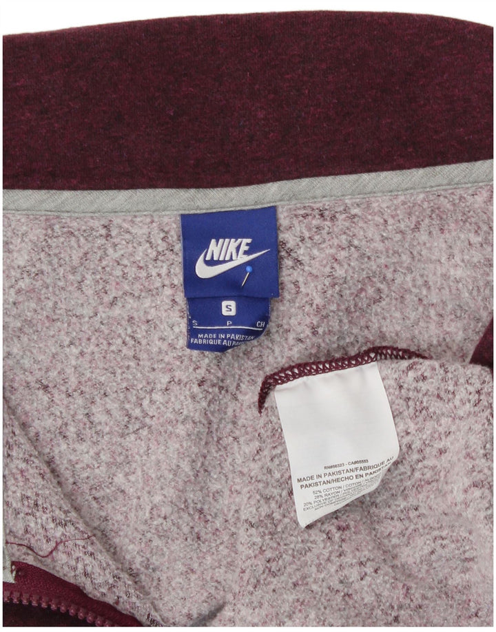 NIKE Womens Tracksuit Top Jacket UK 10 Small Burgundy Cotton