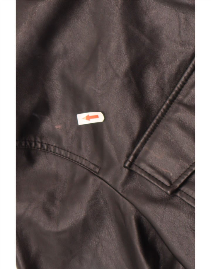 Zara Damen Kunstlederhemd UK 14 Medium Schwarz Polyester