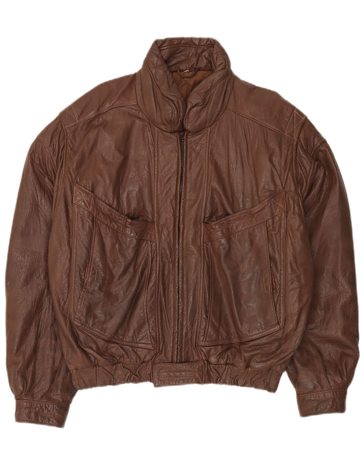 Vintage Herren Lederjacke UK 44 2XL Braunes Leder