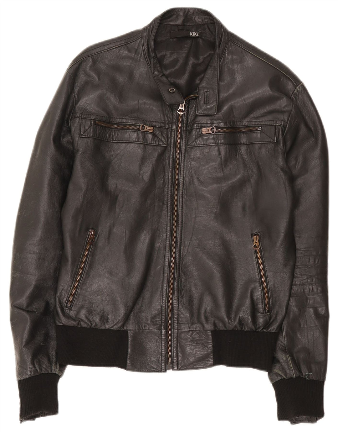 Kikc Herren Lederjacke UK 38 Medium Schwarz