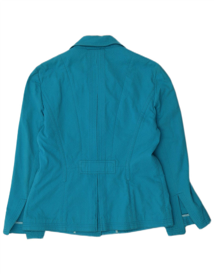 Karen Millen Damen 2-Knopf-Blazerjacke UK 14 mittelblaue Baumwolle