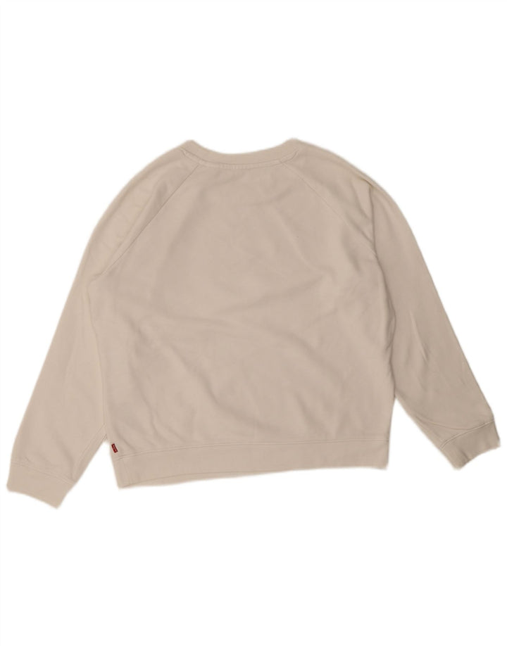 Levi's Damen-Sweatshirt mit Grafik-Übergröße, Größe UK 6, XS, weiße Baumwolle