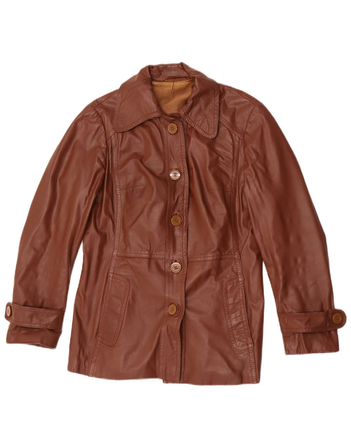 VINTAGE Damen Lederjacke IT 42 Mittelbraun