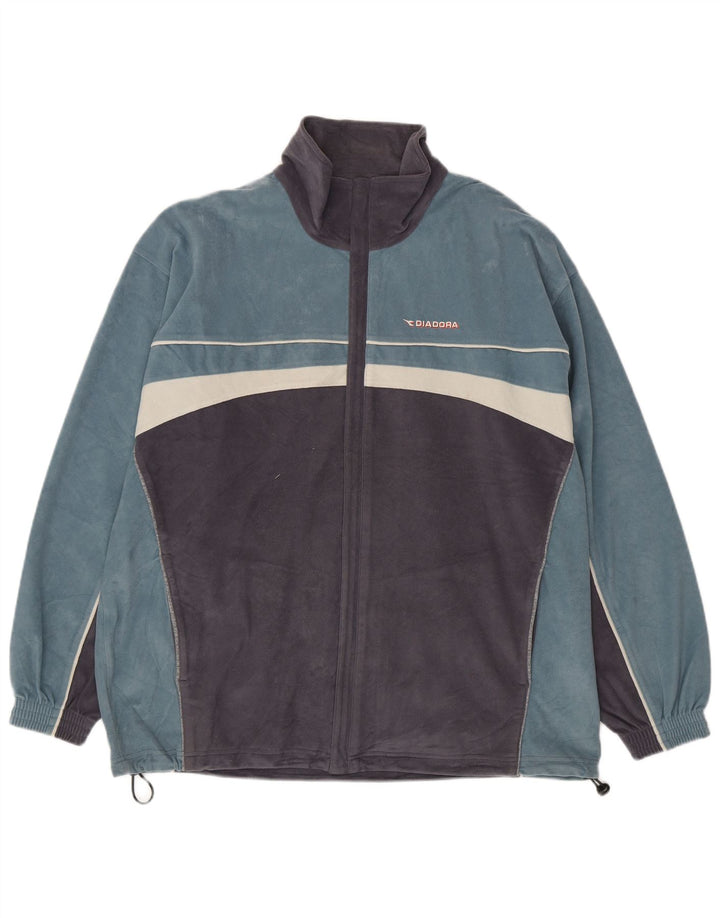 Diadora Herren Fleecejacke UK 42 XL Blaues Colourblock-Polyester