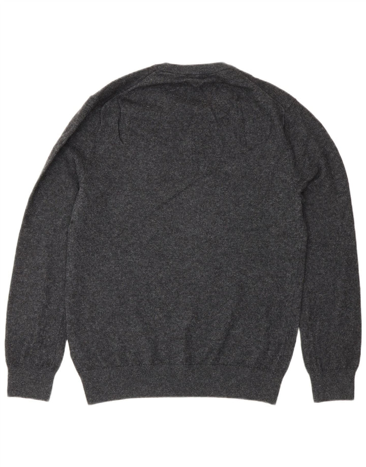 Cos Herren-Pullover mit Rundhalsausschnitt, mittelgraue Wolle