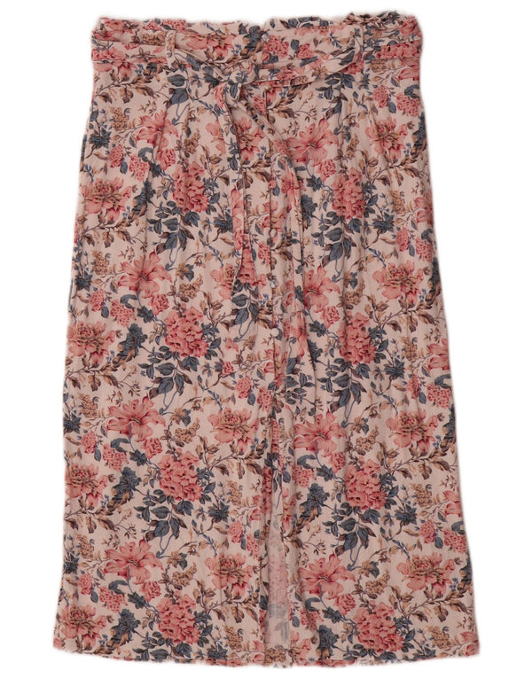 Oasis Damen Midirock UK 14 Medium W30 Mehrfarbige Viskose mit Blumenmuster