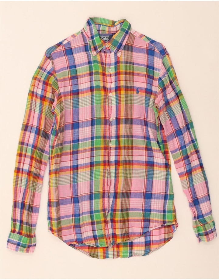 Polo Ralph Lauren Herren-Hemd mit individueller Passform, klein, mehrfarbig, kariert, Leinen