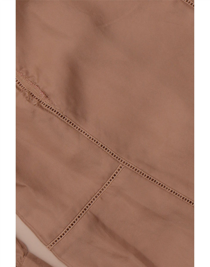 JIGSAW Damen-Blusenoberteil mit 3/4-Ärmeln, Größe S, Beige, Seide