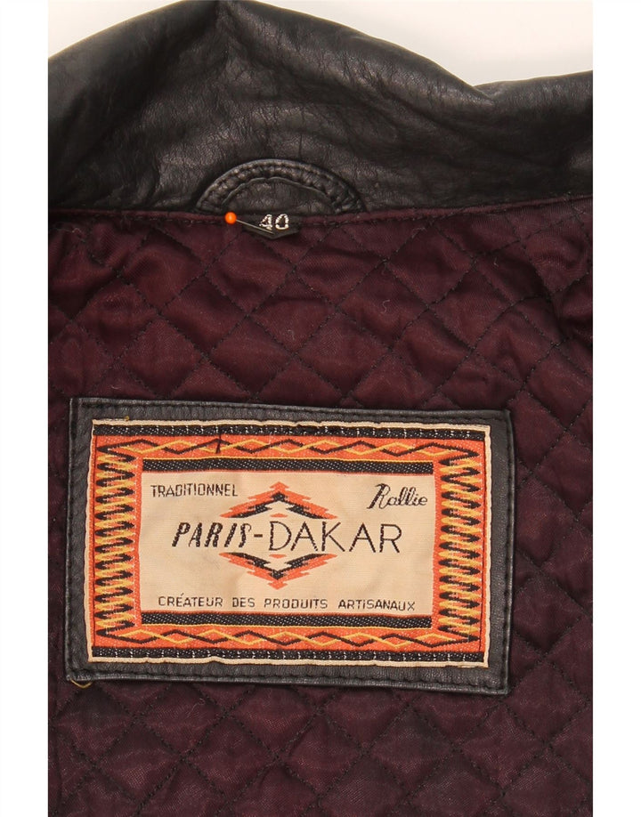 VINTAGE Womens Leather Coat EU 40 Medium Black Vintage Vintage and Second-Hand Vintage from Messina Hembry 