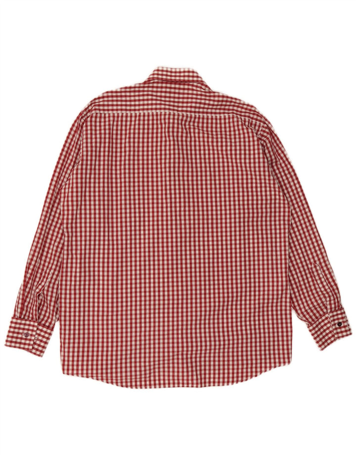 Pierre Cardin Herrenhemd Größe 41 16 Große rote Gingham-Baumwolle