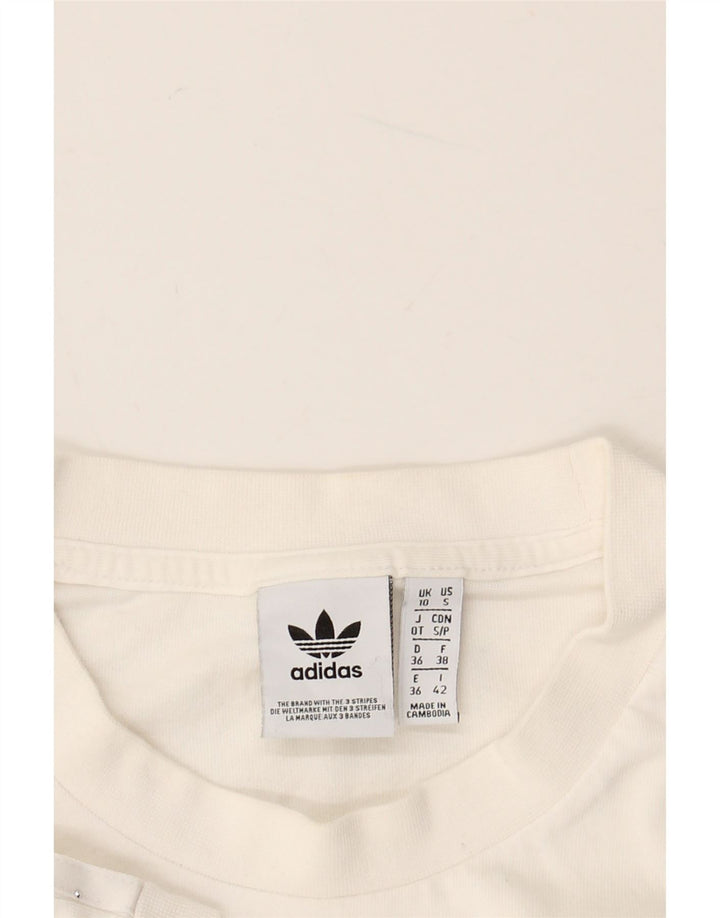 ADIDAS Damen T-Shirt Top UK 10 Small Weiß