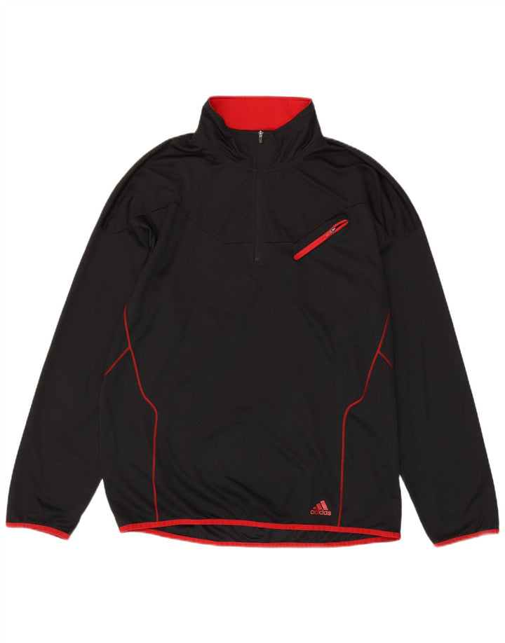 ADIDAS Mens Climalite Zip Neck Pullover Tracksuit Top XL Black Polyester