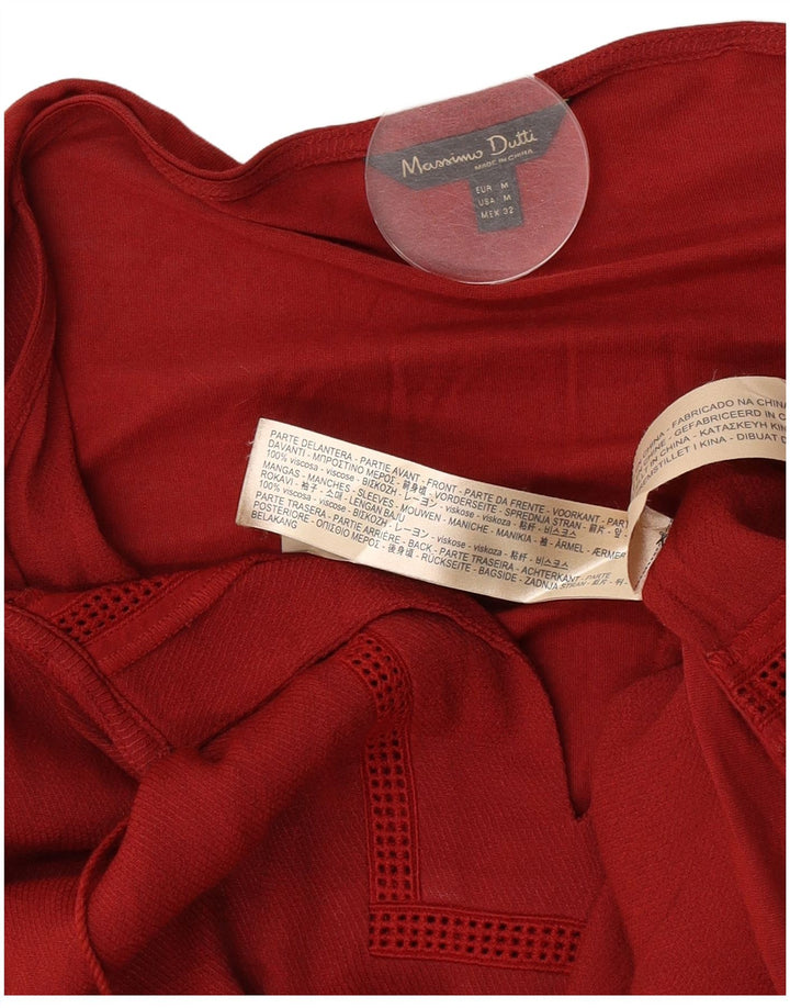 Massimo Dutti Damen-Tunika-Oberteil mit 3/4-Ärmeln, UK-Gr. 14, mittleres Burgunderrot, Viskose