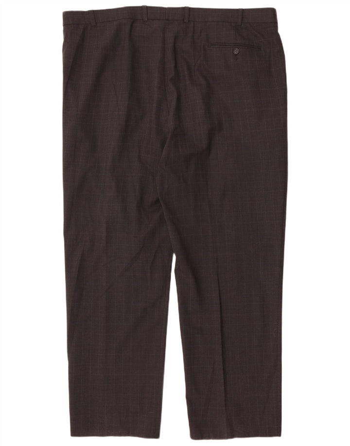 Gerade Herren-Anzughose von Marks & Spencer, W44, L31, grau kariertes Polyester