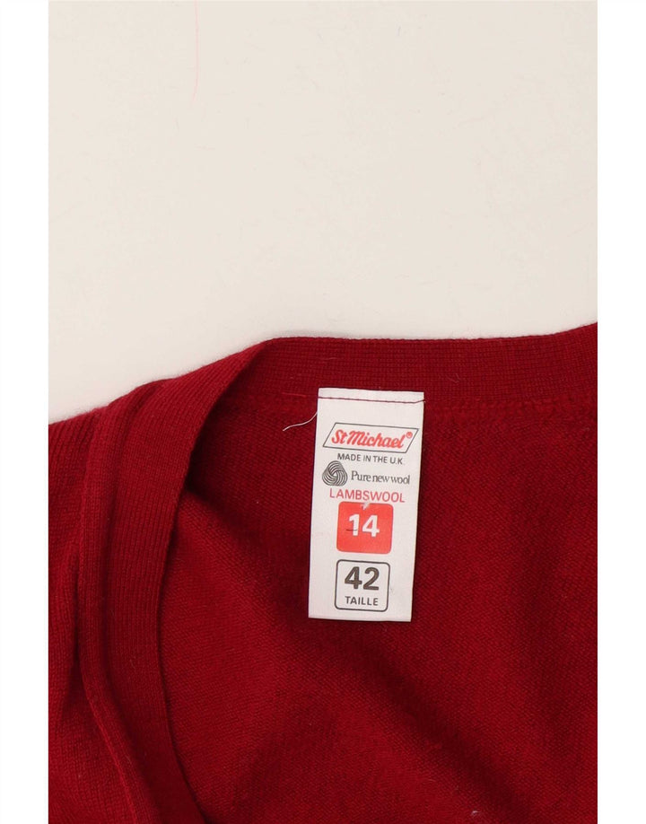 St Michael Damen-Cardigan-Pullover UK 14 Große burgunderrote Wolle