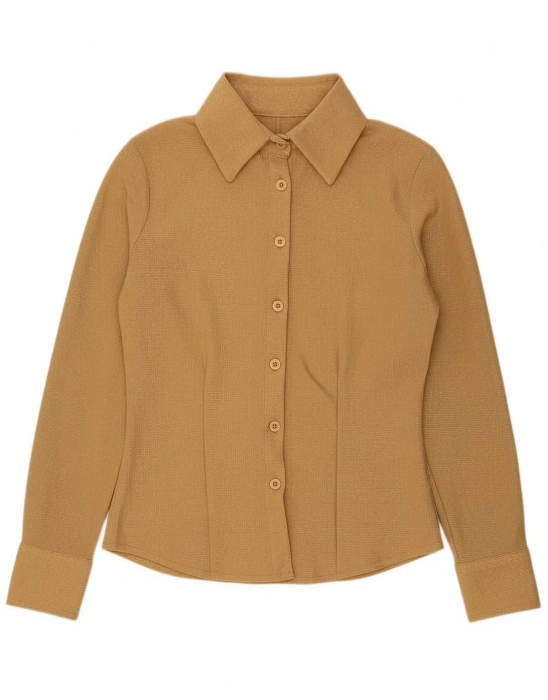 Vintage Damen Shirt UK 10 Small Gold Polyester