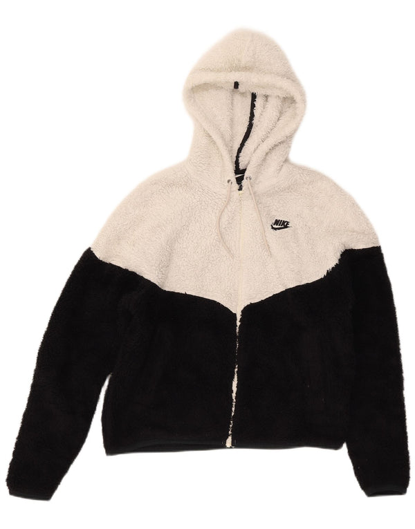 Nike Damen-Fleecejacke mit Kapuze, übergroß, UK 6, XS, Schwarz, Farbblock