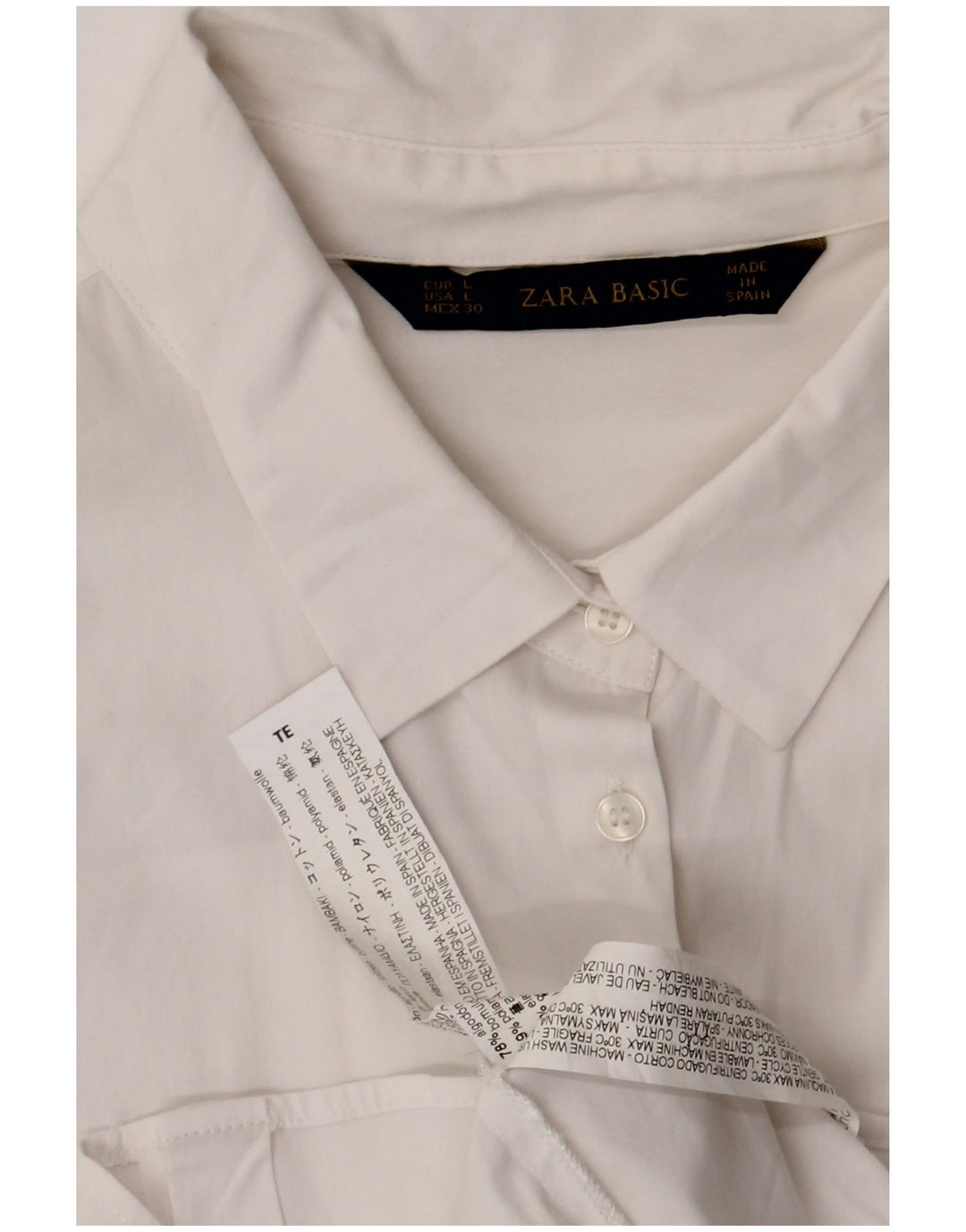 Zara Damen-Hemd UK 14 Large Weiße Baumwolle