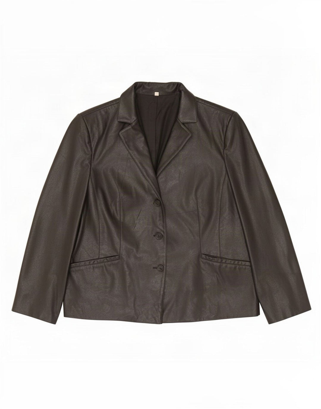 Vintage Damen 3 Knopf Leder Blazer Jacke UK 20 2XL Schwarz