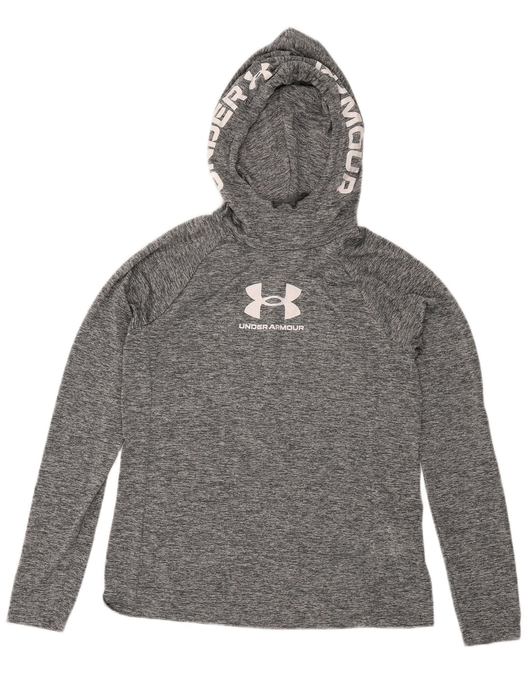 Under Armour Herren-Oberteil mit Kapuze und Grafik, langärmlig, Mittelgrau meliert