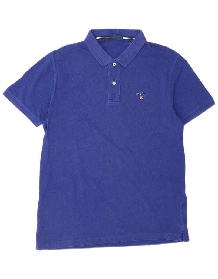 Gant Herren-Poloshirt, große blaue Baumwolle