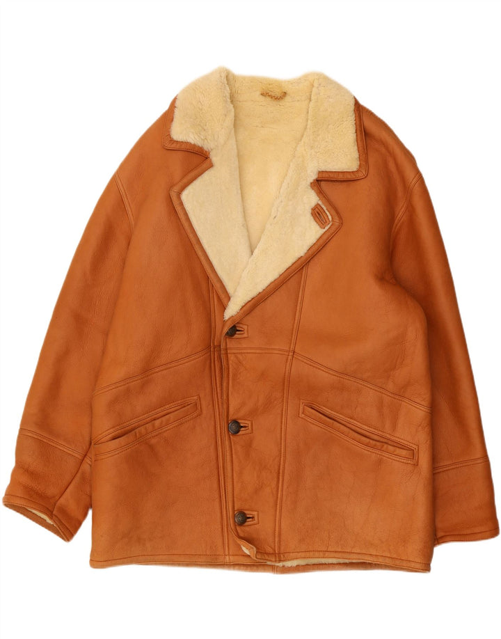 Vintage Herren Shearling Jacke UK 40 Großes braunes Leder