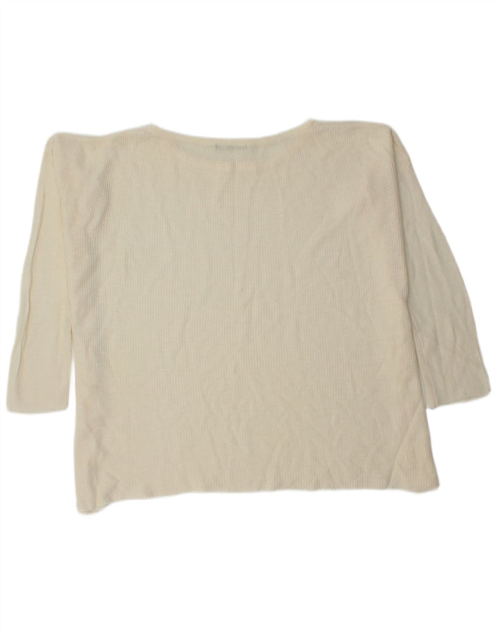 Zara Damen-Pullover, übergroß, U-Boot-Ausschnitt, Gr. 14, Mittel, gebrochenes Weiß