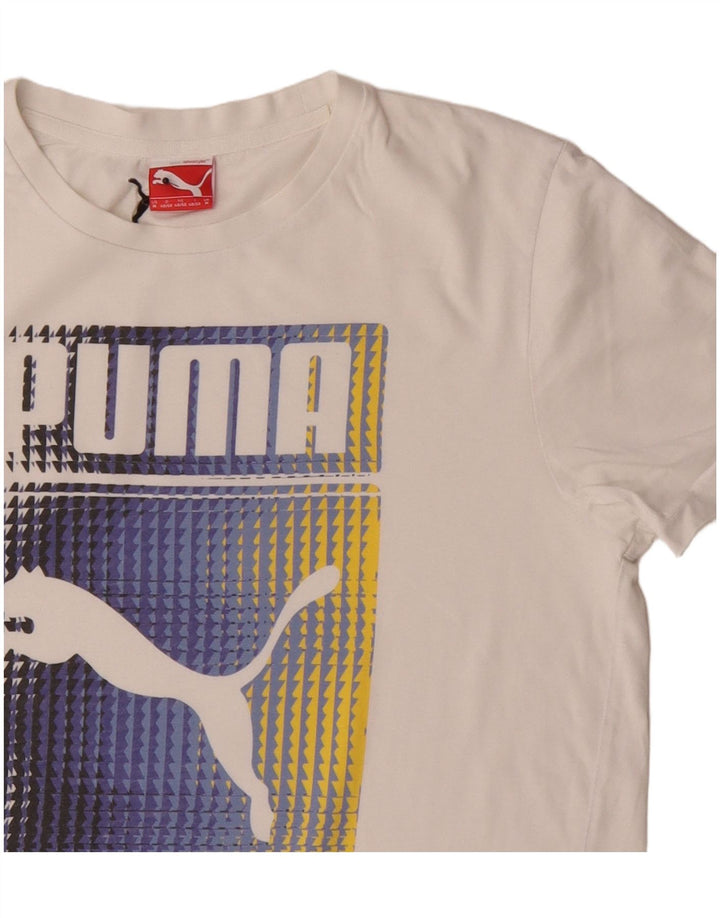 Puma Herren Grafik-T-Shirt-Oberteil aus mittelweißer Baumwolle