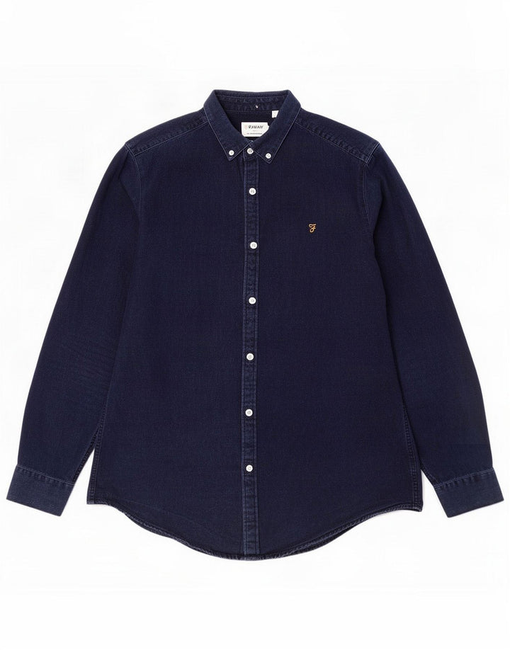 Farah Herren Slim Fit Hemd Mittel Marineblau