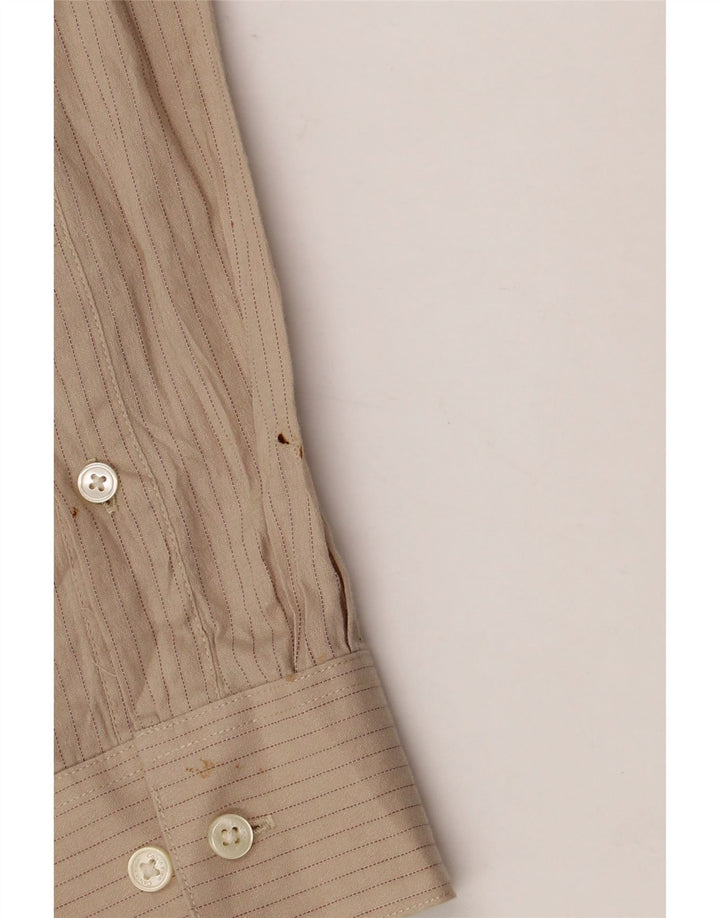 Calvin Klein Herrenhemd, Größe 16, große beige gestreifte Baumwolle