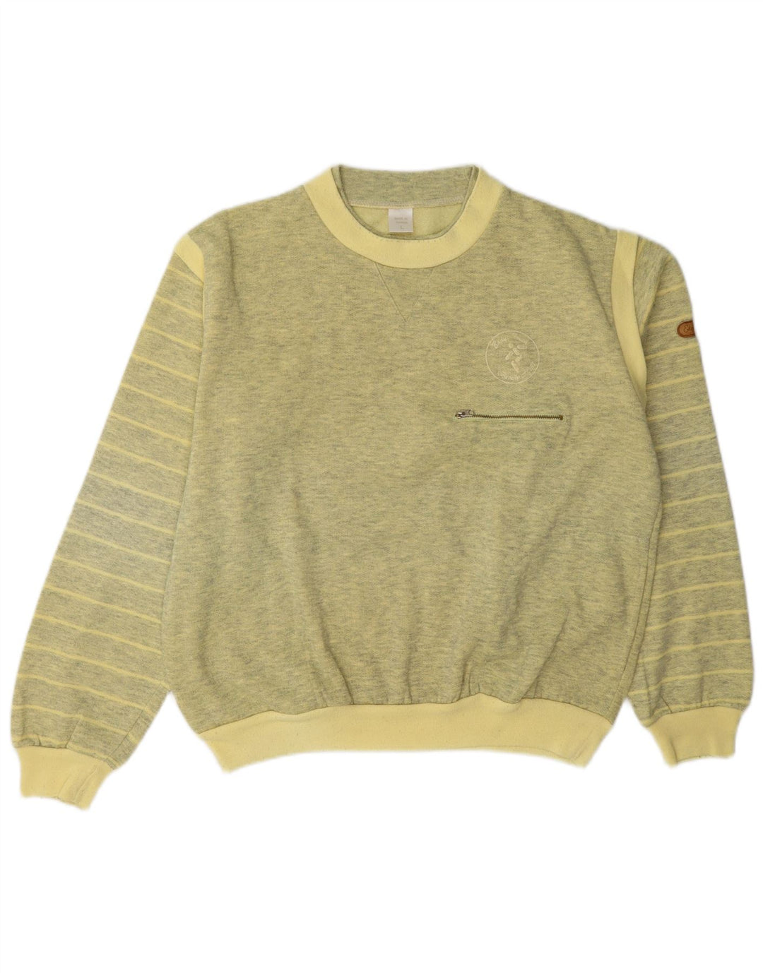 Vintage Herren Sweatshirt Pullover groß gelb gestreift
