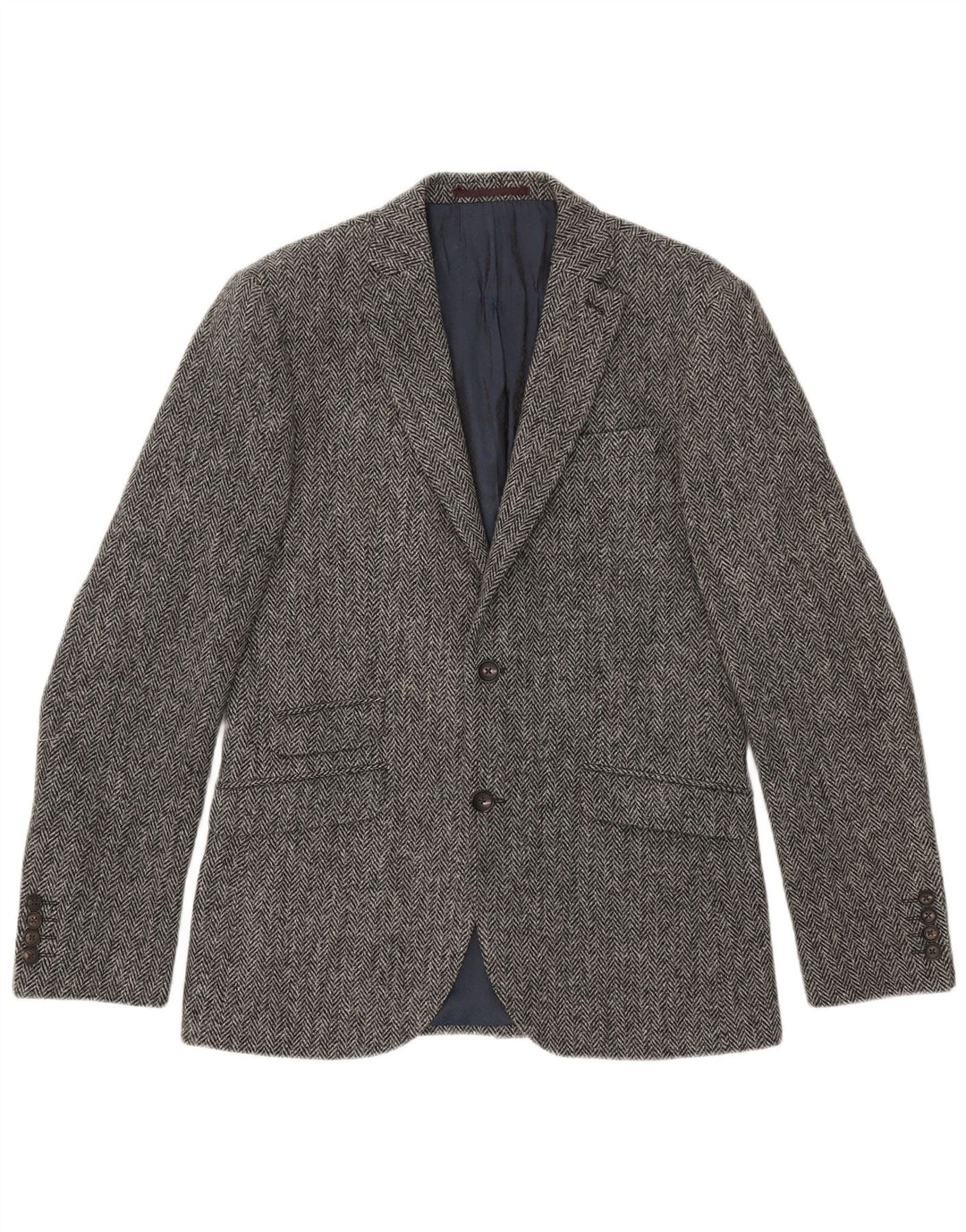 Next Herren-Blazer mit 2 Knöpfen, UK 38, mittelgrauer Chevron