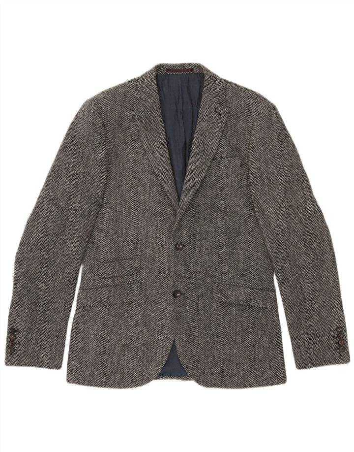 Next Herren-Blazer mit 2 Knöpfen, UK 38, mittelgrauer Chevron