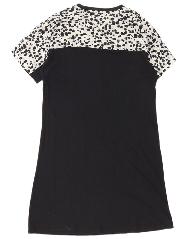 Adidas Damen T-Shirt Kleid UK 8 Small Schwarz Animal Print