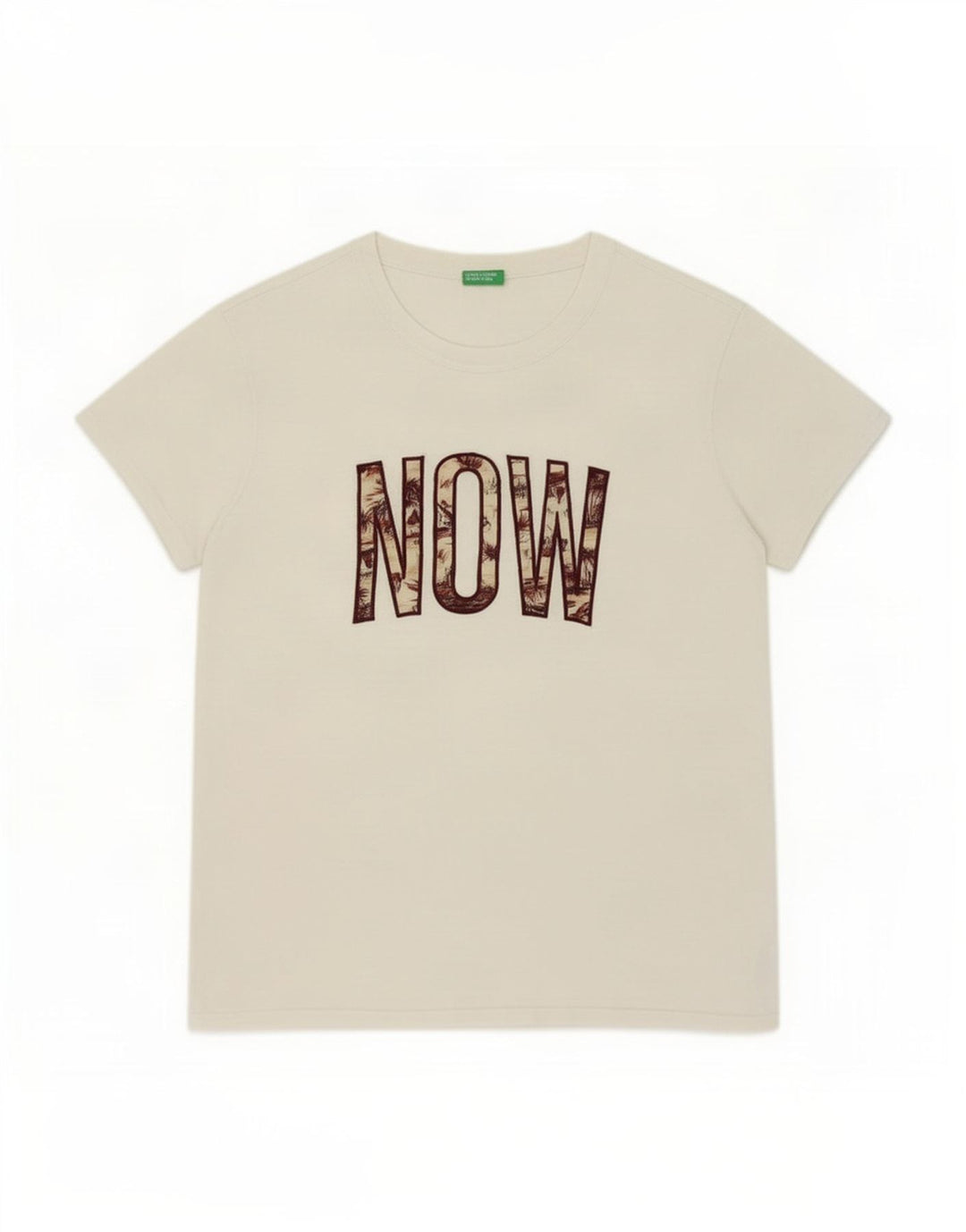 Benetton Herren-T-Shirt mit Grafik, mittelweiße Baumwolle
