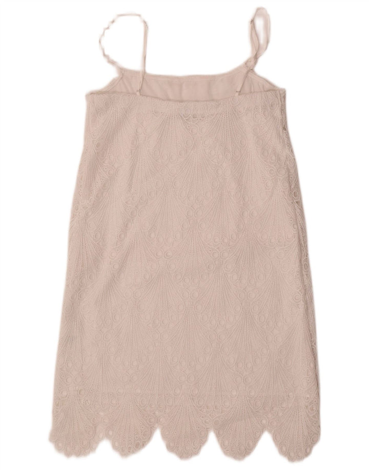 Zara Damen-Sommerkleid UK 8 Small White Floral Polyester