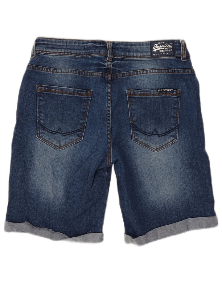 SUPERDRY Damen Jeansshorts W30 mittelblaue Baumwolle