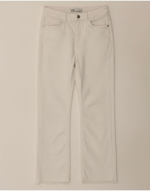 Zara Damen Crop Straight Jeans EU 36 XS W26 L25 Weiß