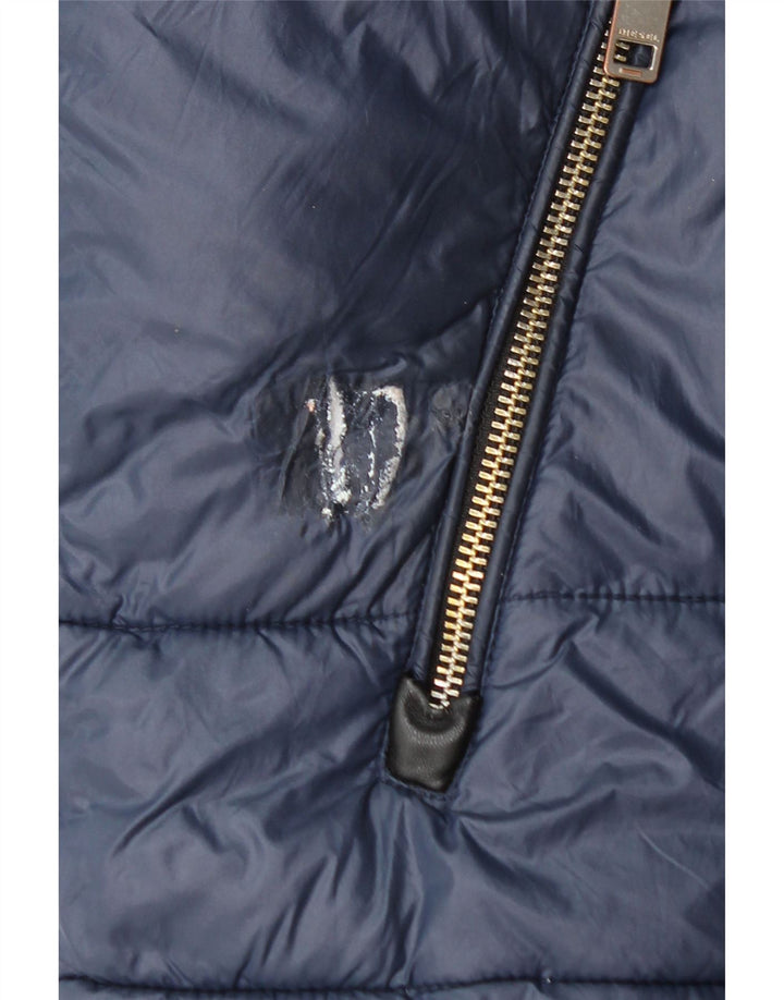 Diesel Herren-Jacke mit Kapuze, gepolstert, UK 36, Größe S, marineblaues Nylon